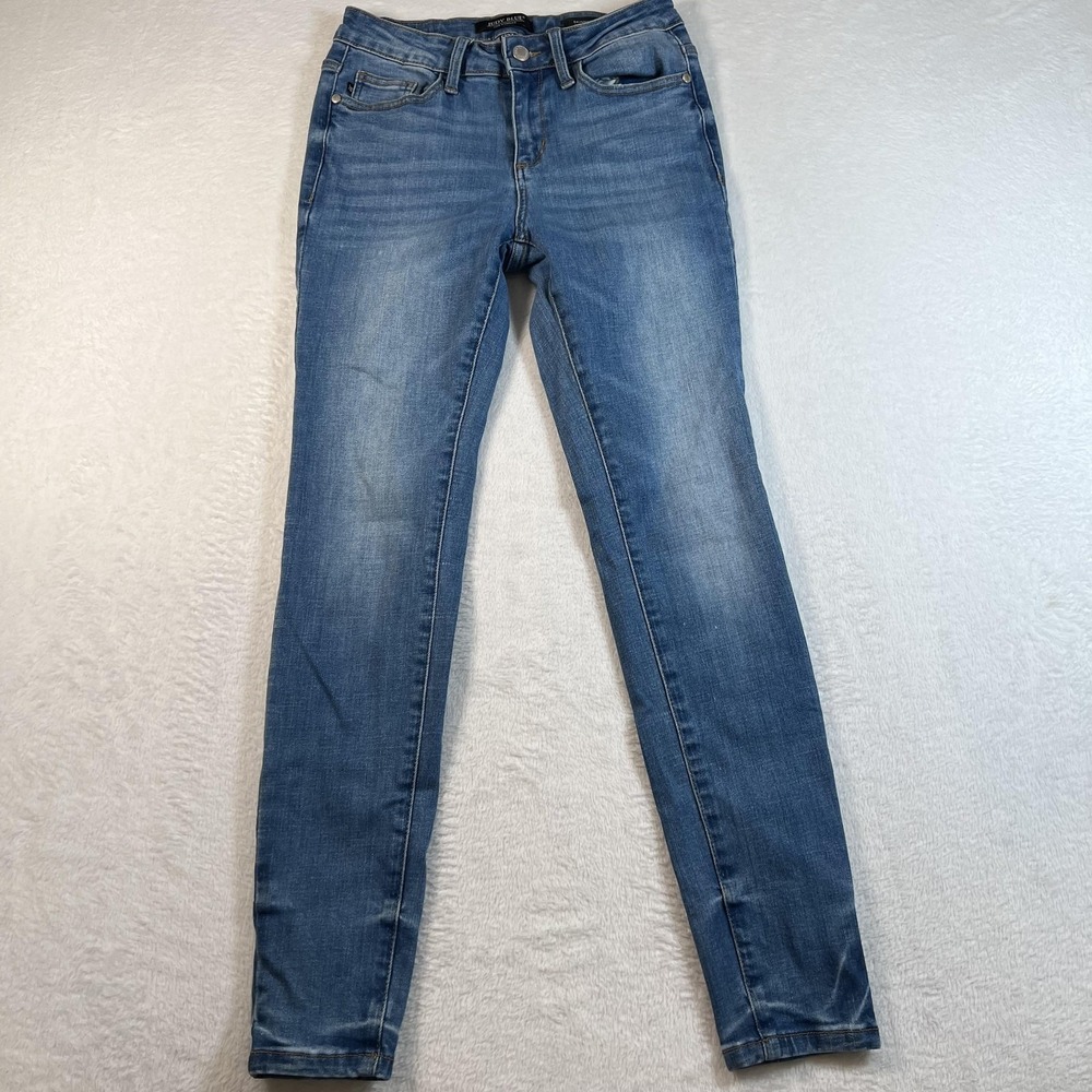 Judy Blue Jeans Womens 5/27 Blue Medium Wash Mid Rise Skinny Stretch Denim